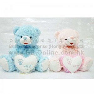 33cm 坐高長毛心枕熊公仔 (混色)